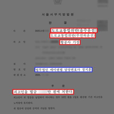 음주운전 3회·무면허 적발된 항공사 기장, 실형 위기 넘기고 벌금형으로 퇴직까지 방어한 사례